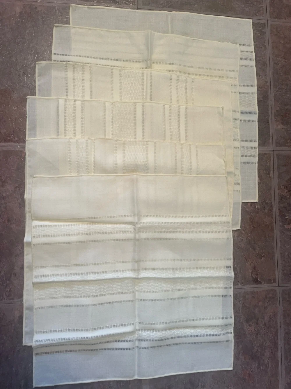 Vintage Set of 6 Striped Pale Yellow  Cotton Dinner Napkins